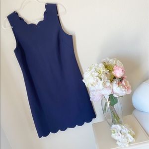 JCrew Navy Scalloped Dress